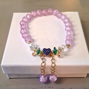 Beaded Heart Charm Bracelet